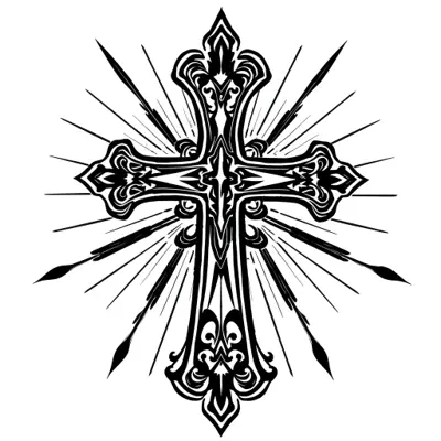 Tatouage croix en style blackwork, design généré par IA