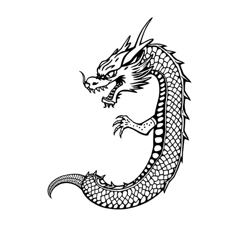 Tatouage dragon style blackwork, design généré par IA