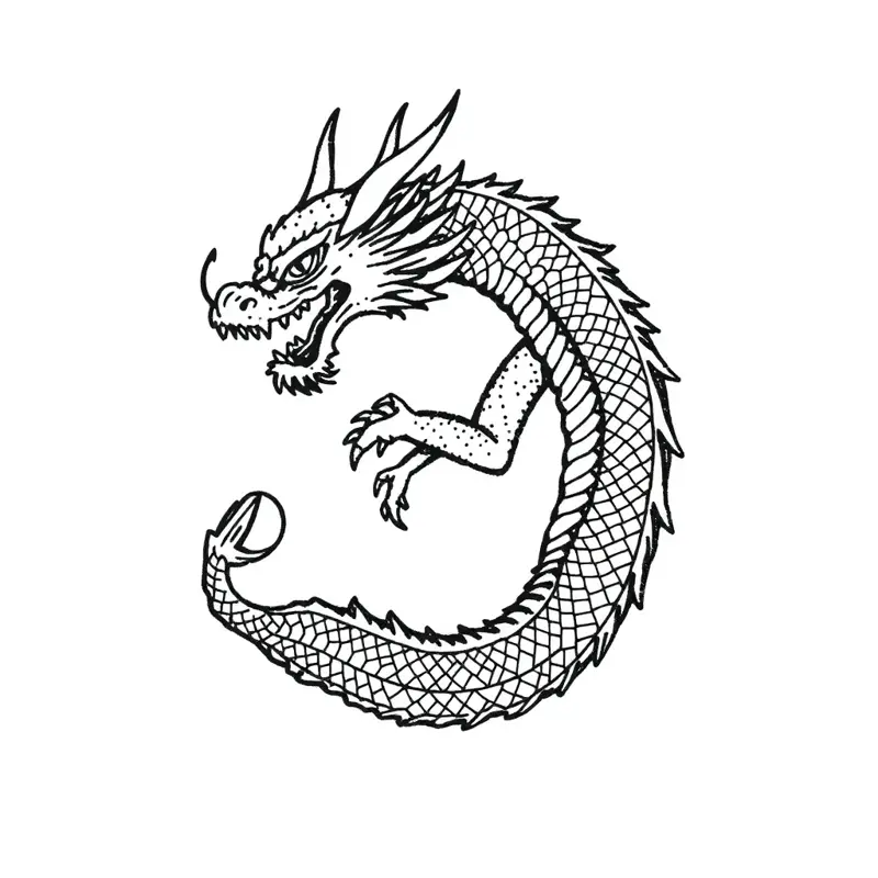 Tatouage dragon style dotwork, design généré par IA