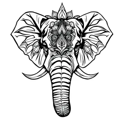Tatouage éléphant en style blackwork, design généré par IA