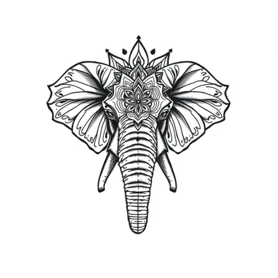 Tatouage éléphant en style dotwork, design généré par IA