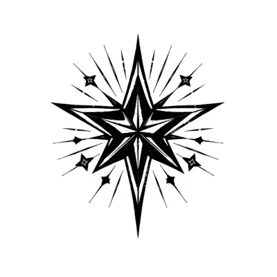 Tatouage étoile en style blackwork, design généré par IA