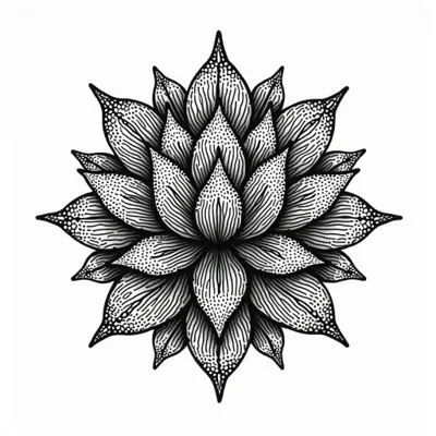 Tatouage lotus en style dotwork, design généré par IA