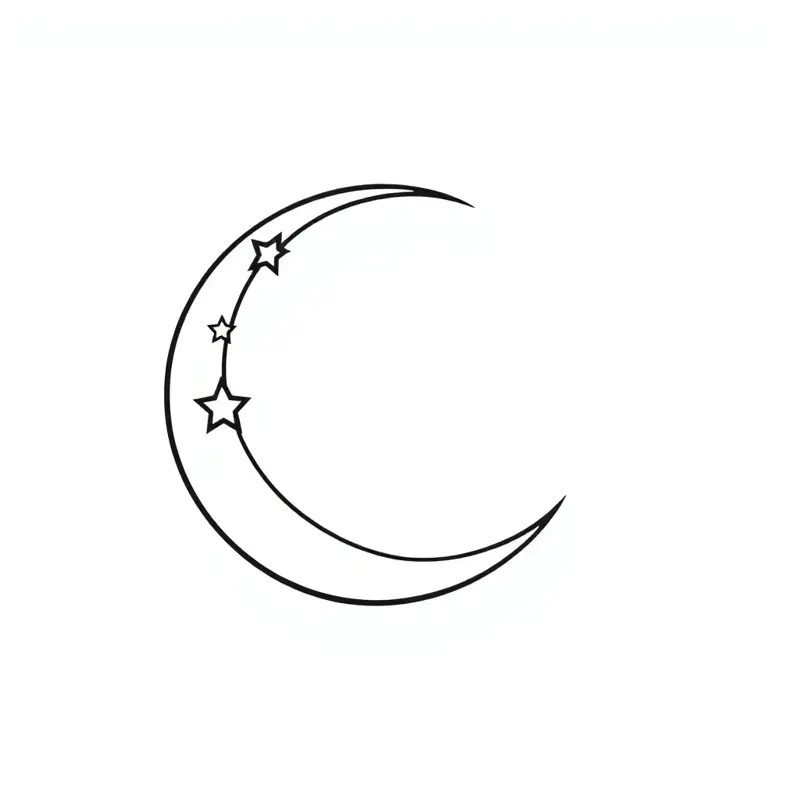 Tatouage lune style blackwork, design généré par IA