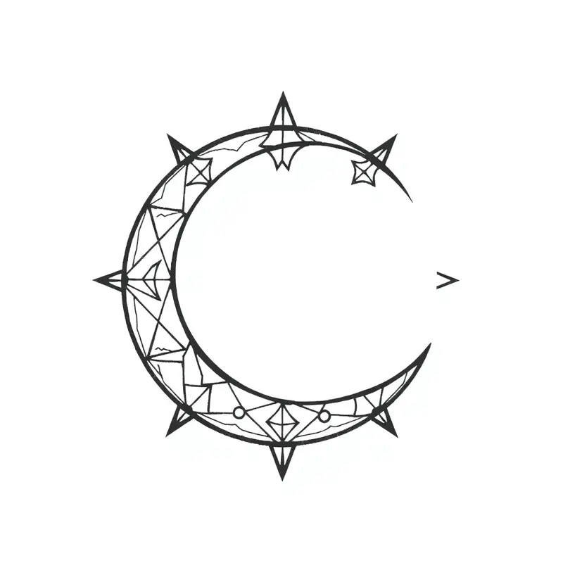 Tatouage lune style géométrique, design généré par IA