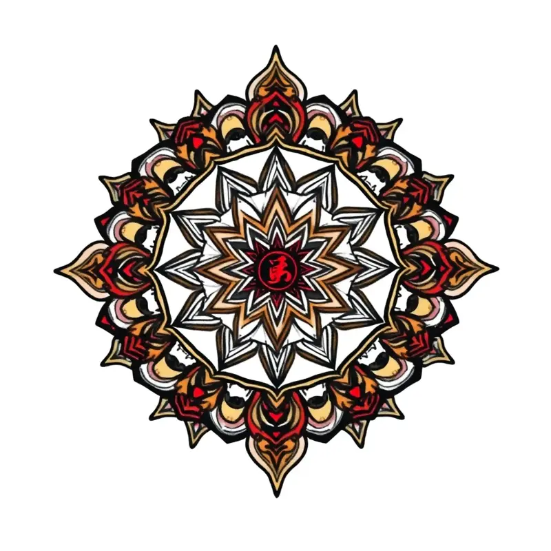 Tatouage mandala en style japonais, design généré par IA