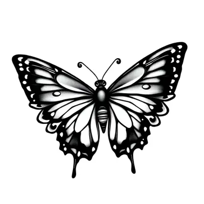 Tatouage papillon en style blackwork, design généré par IA