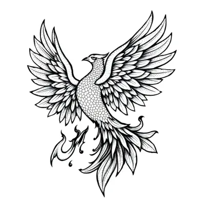 Tatouage phénix en style dotwork, design généré par IA