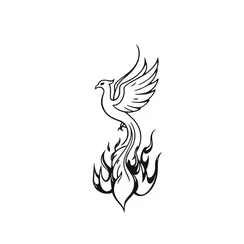 Tatouage phénix style minimaliste, design généré par IA
