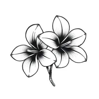 Tatouage plumeria en style dotwork, design généré par IA