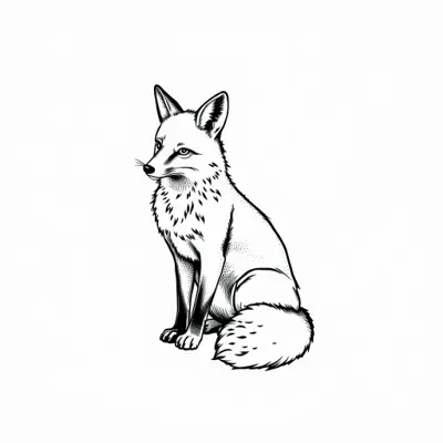 Tatouage renard en style dotwork, design généré par IA