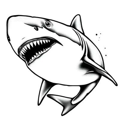 Tatouage requin en style dotwork, design généré par IA