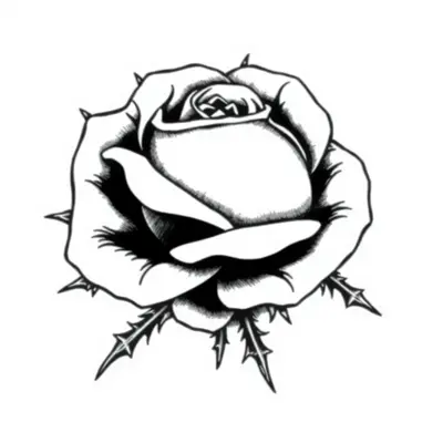 Tatouage rose en style blackwork, design généré par IA