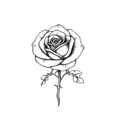 Tatouage rose en style dotwork, design généré par IA