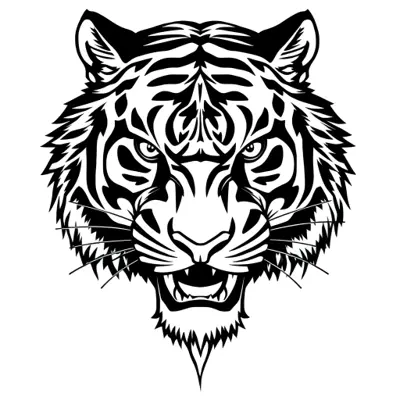 Tatouage tigre en style blackwork, design généré par IA