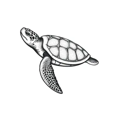 Tatouage tortue en style dotwork, design généré par IA