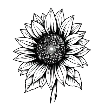 Tatouage tournesol en style blackwork, design généré par IA