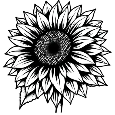 Tatouage tournesol en style dotwork, design généré par IA