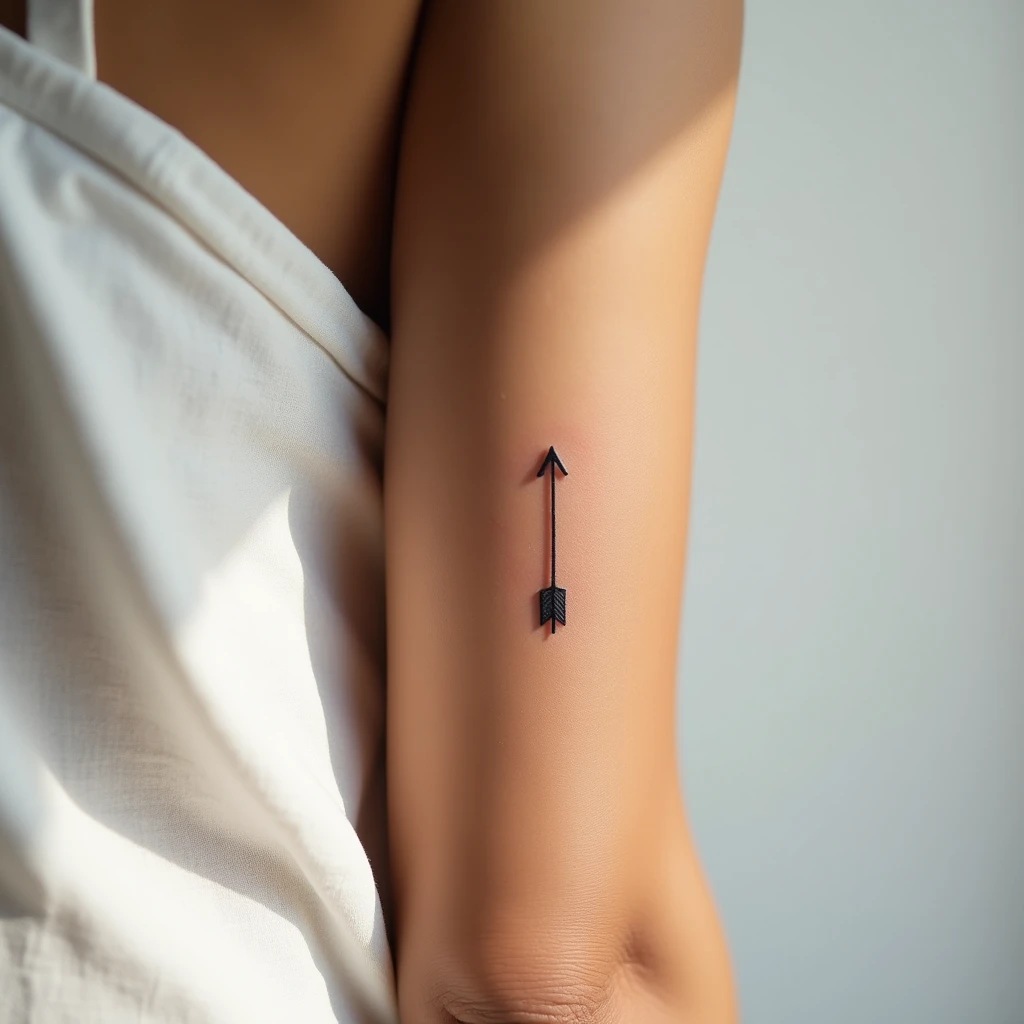 Tatouage flèche sur avant-bras, rendu réaliste généré avec Tatua