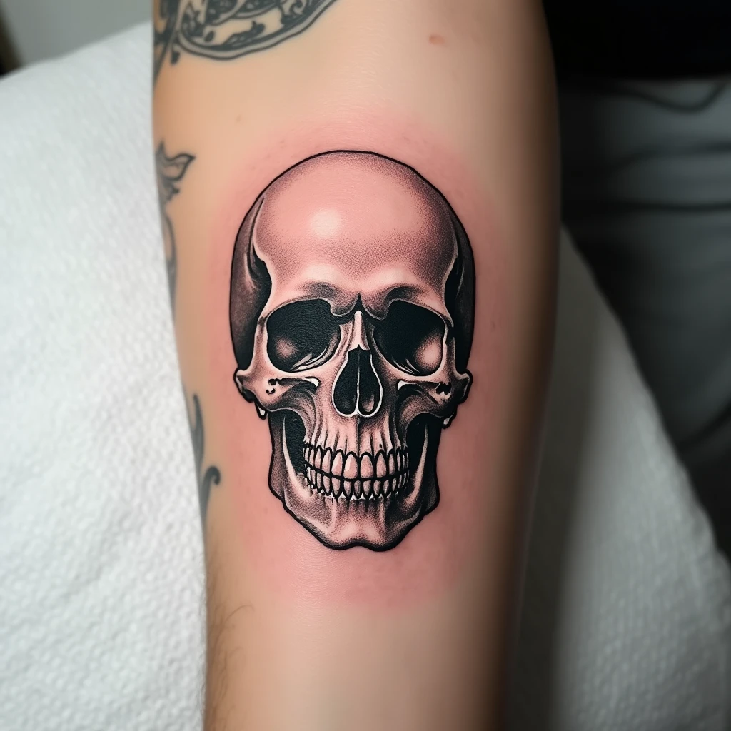 Tatouage crâne dotwork