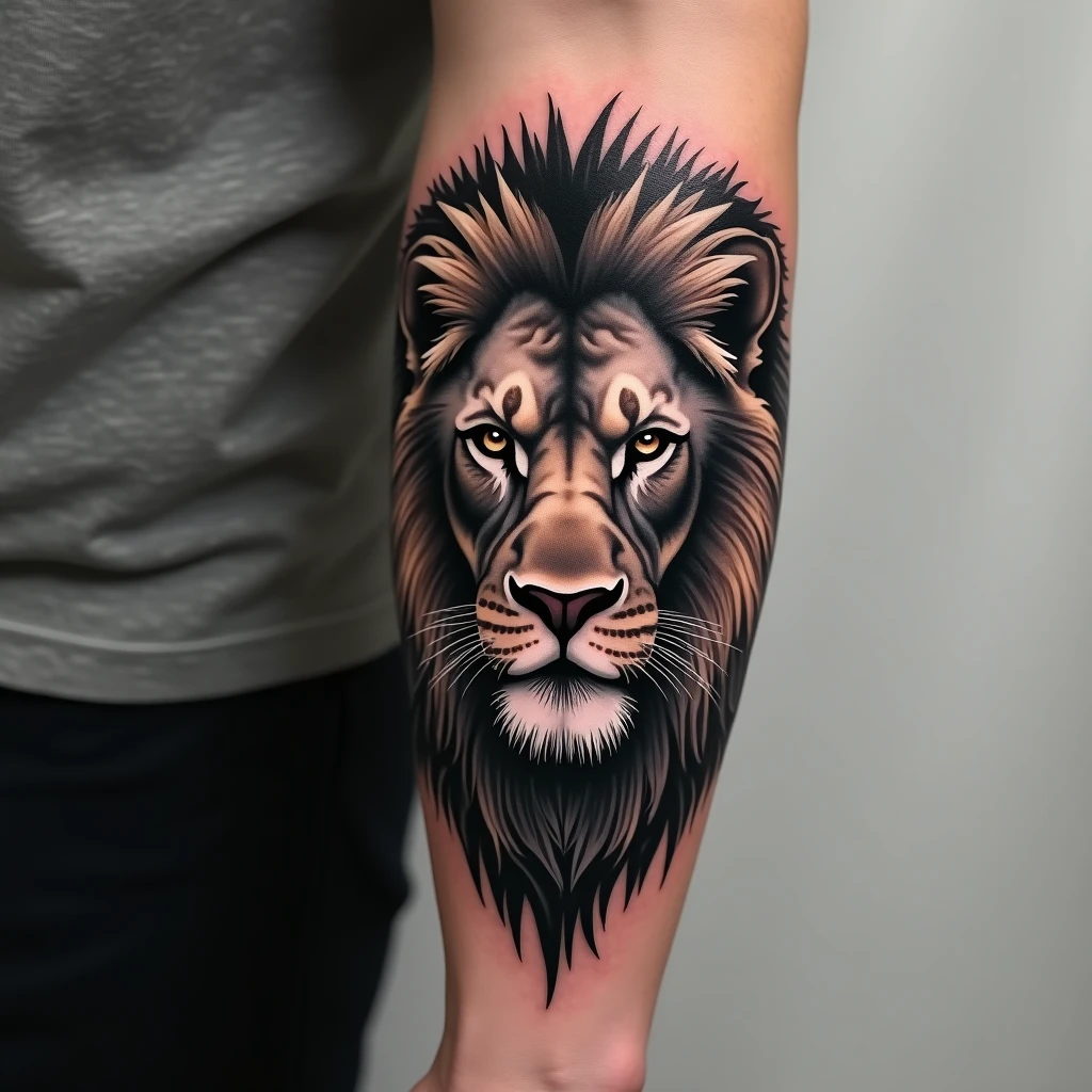 Tatouage lion blackwork