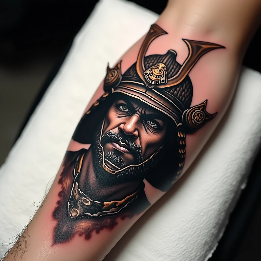 Tatouage samurai blackwork
