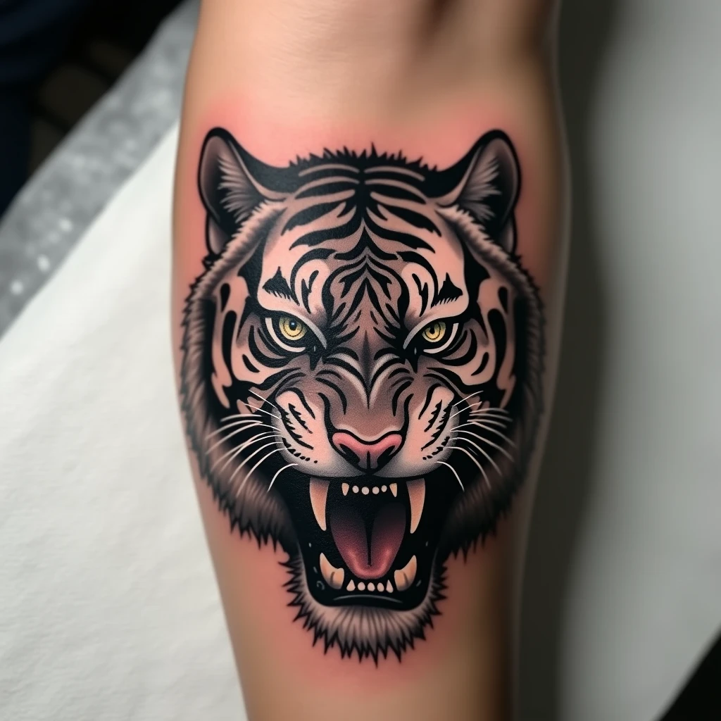 Tatouage tigre blackwork