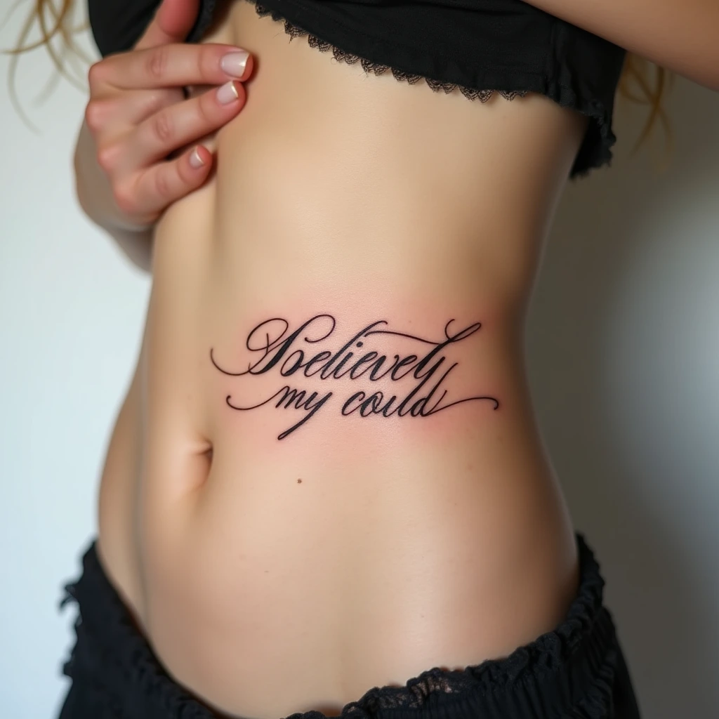 Phrase cursive côtes femme