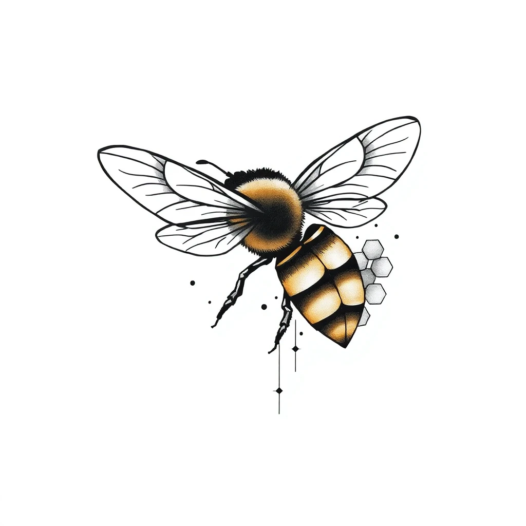 Tatouage abeille en style abstrait, design généré par IA