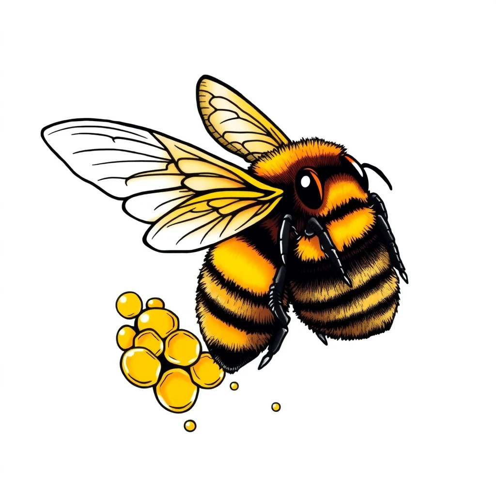 Tatouage abeille en style anime, design généré par IA