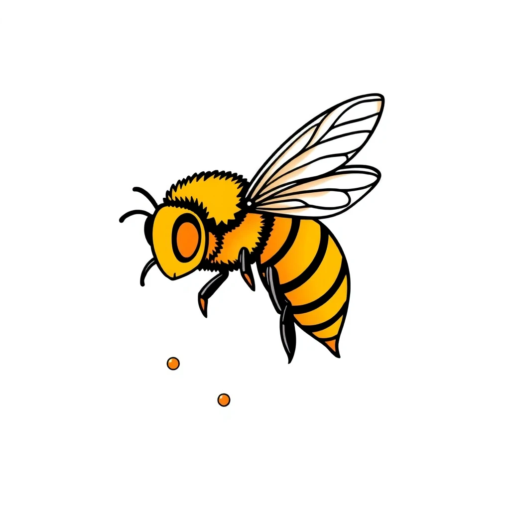 Tatouage abeille en style cartoon, design généré par IA