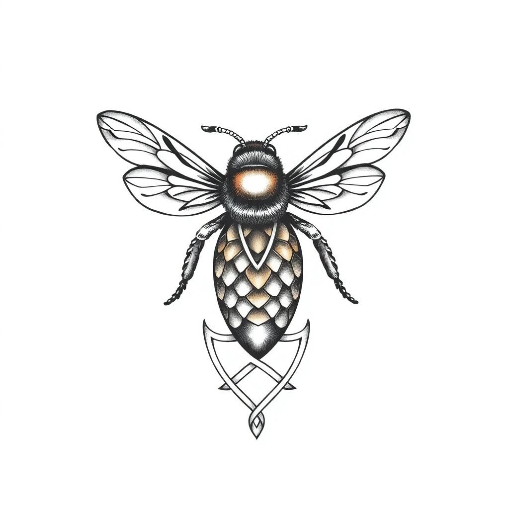 Tatouage abeille en style celtique, design généré par IA