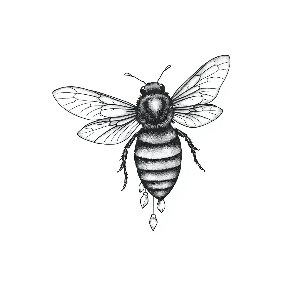 Tatouage abeille en style fineline, design généré par IA