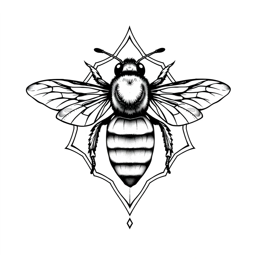 Tatouage abeille en style géométrique