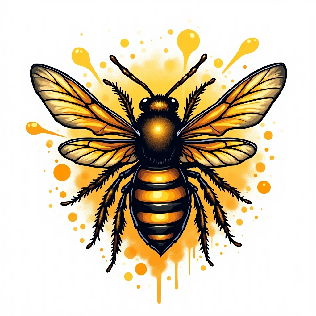 Tatouage abeille en style graffiti, design généré par IA