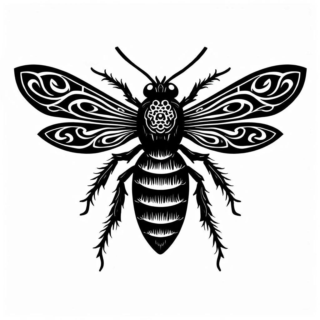 Tatouage abeille en style maori, design généré par IA