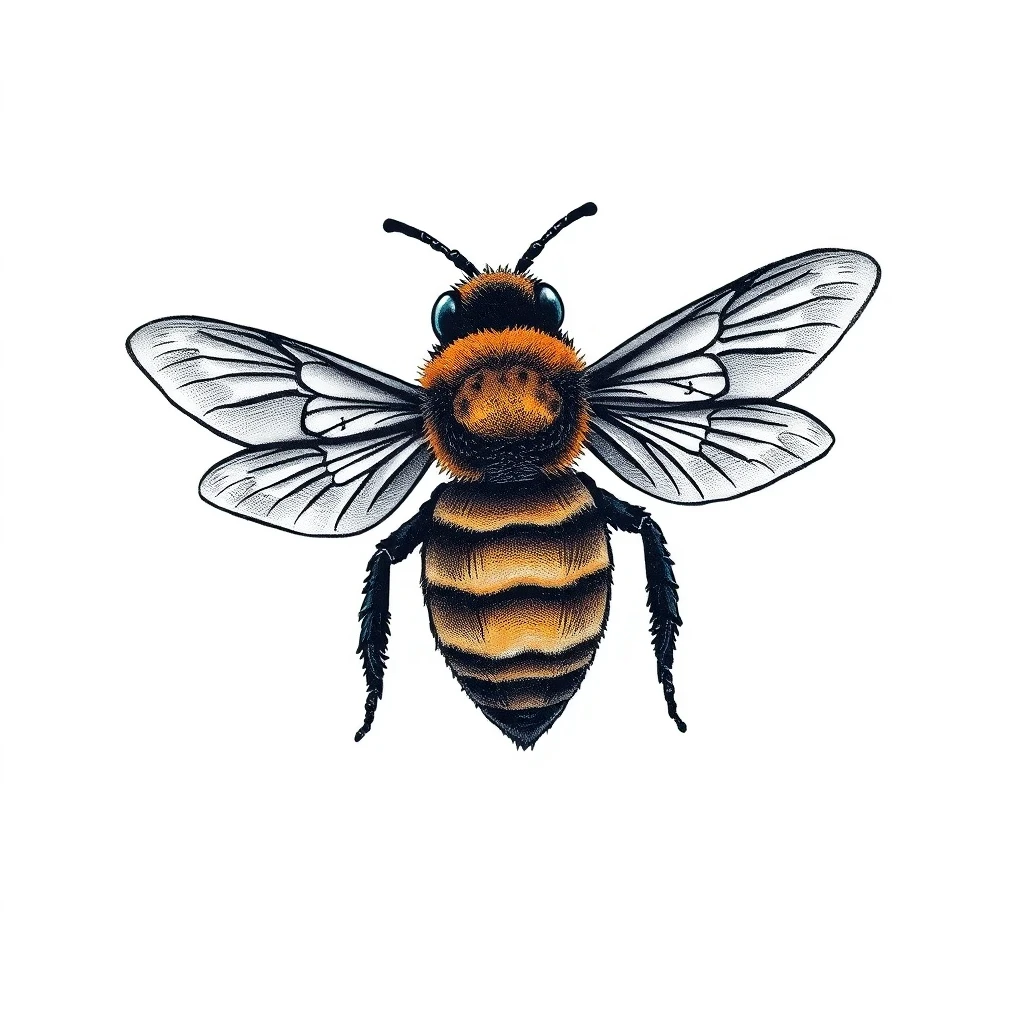 Tatouage abeille en style micro-réalisme, design généré par IA