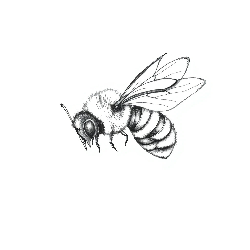 Tatouage abeille en style sketch, design généré par IA