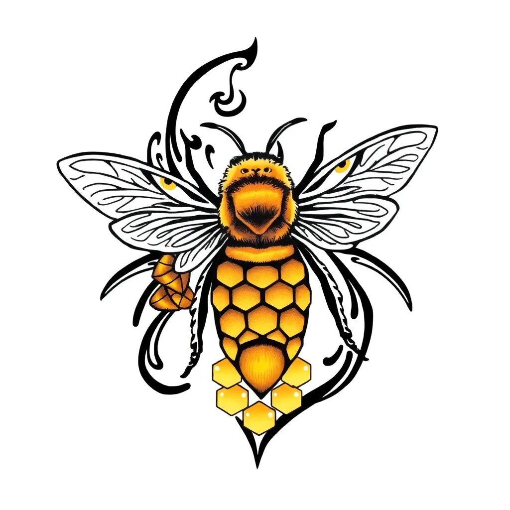 Tatouage abeille en style tribal, design généré par IA