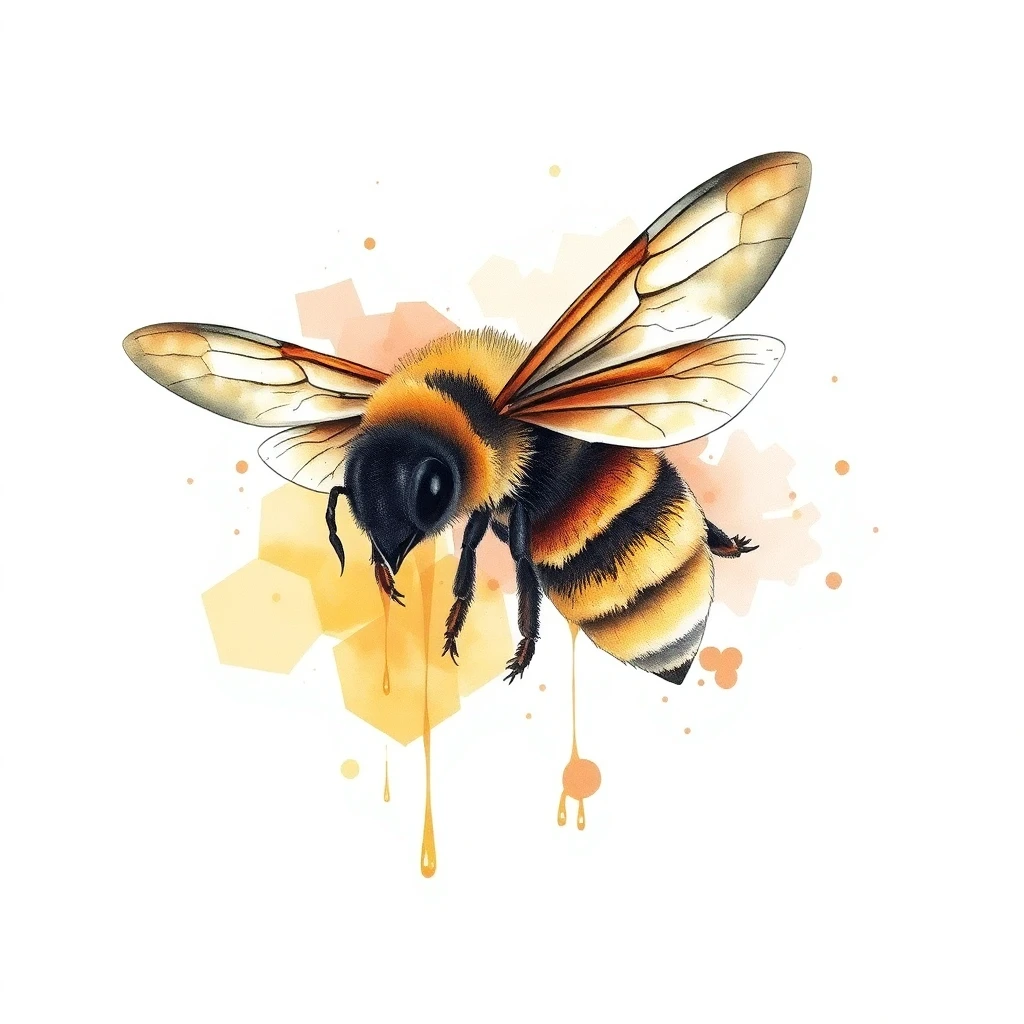 Tatouage abeille en style watercolor, design généré par IA