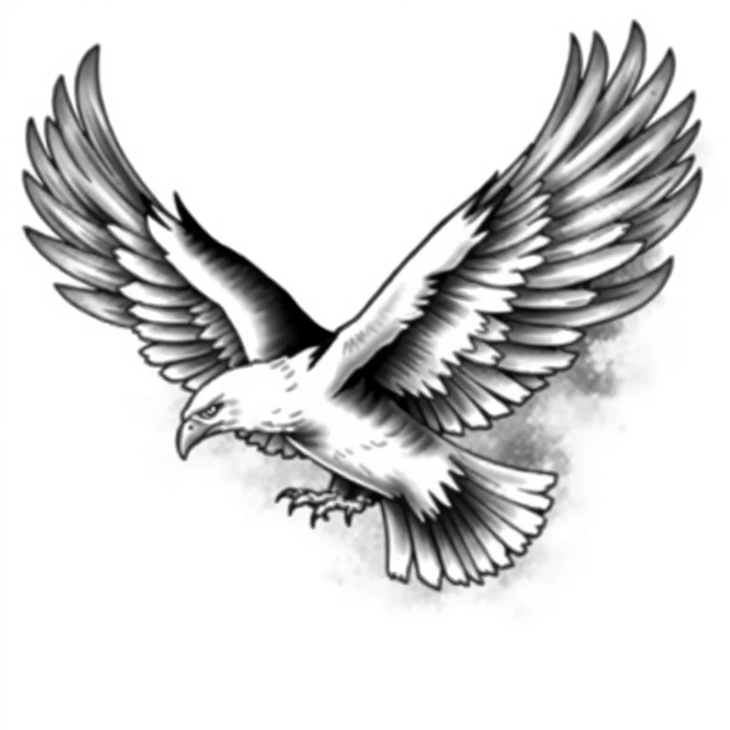 Tatouage aigle en style black and gray, design généré par IA