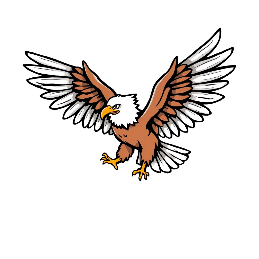 Tatouage aigle en style cartoon, design généré par IA