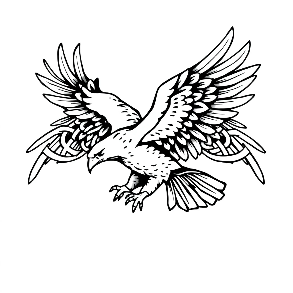 Tatouage aigle en style celtique, design généré par IA