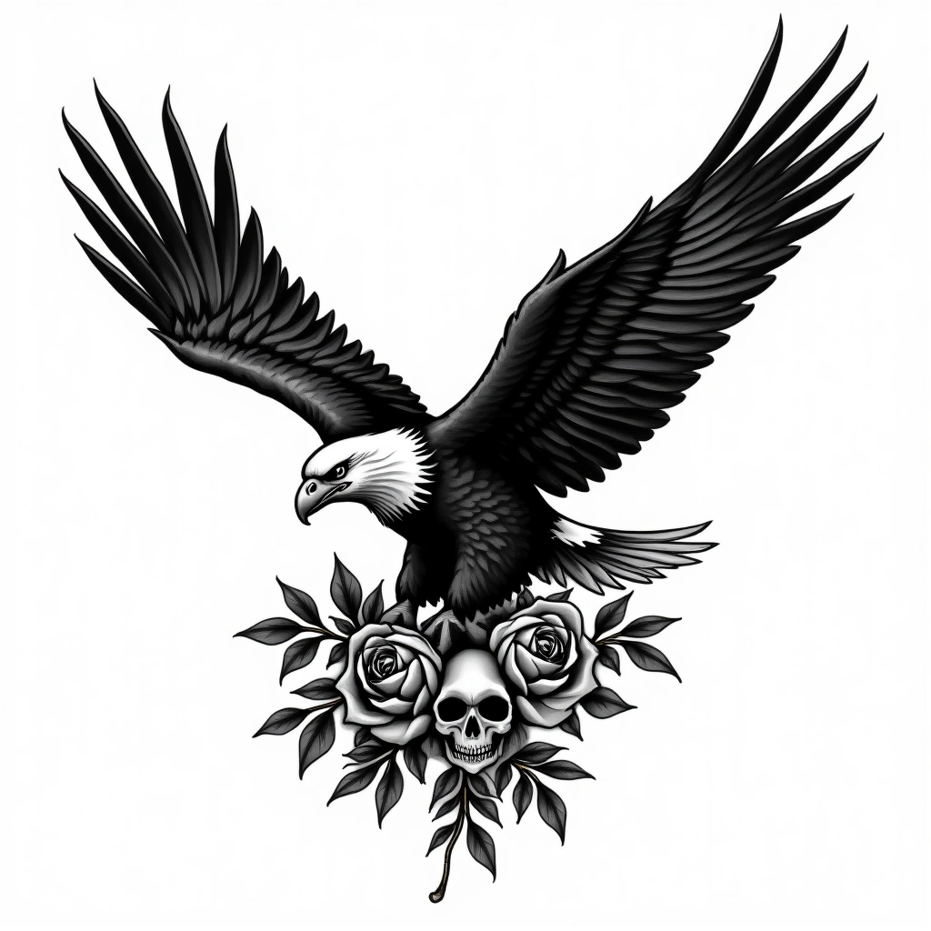 Tatouage aigle en style chicano, design généré par IA
