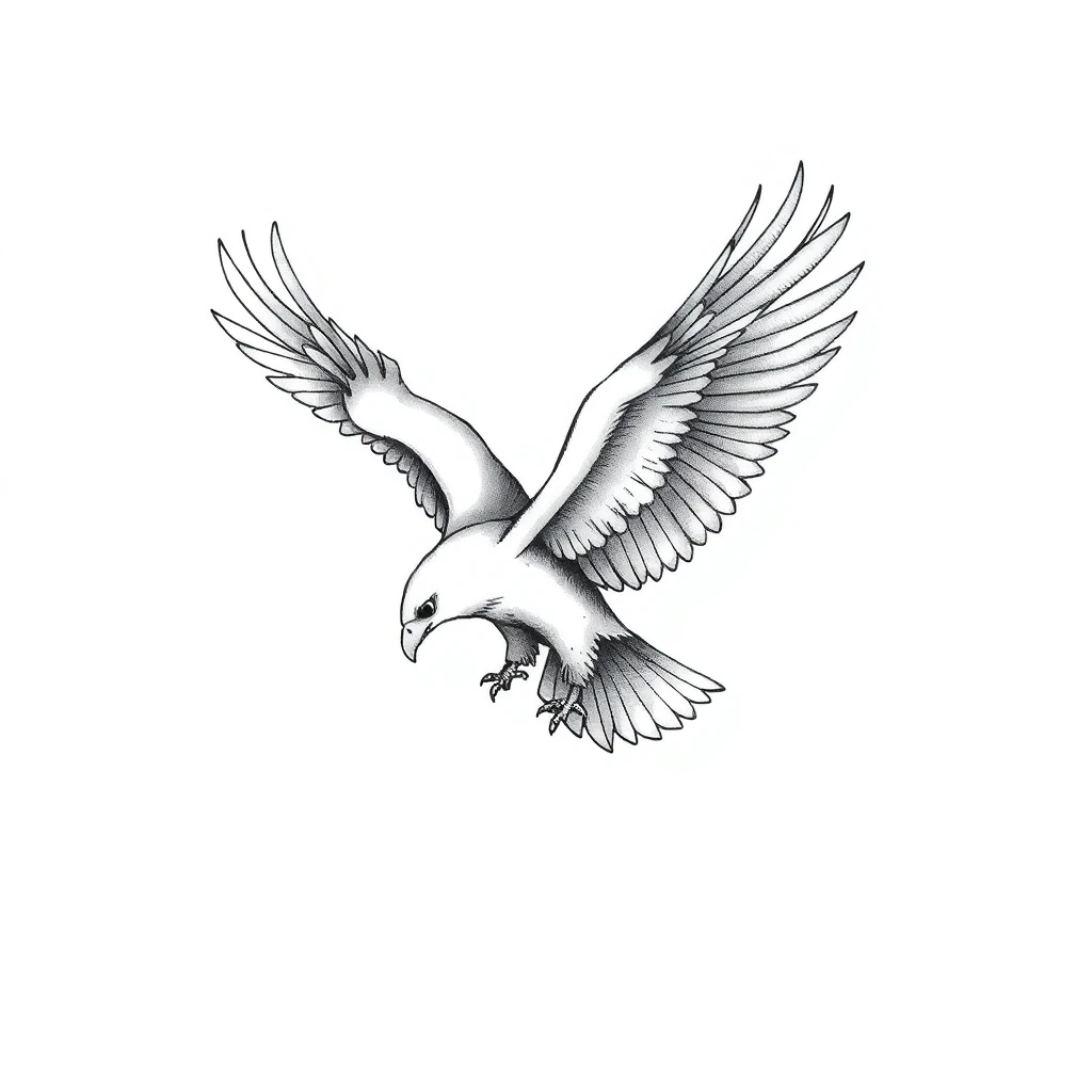 Tatouage aigle en style fineline, design généré par IA