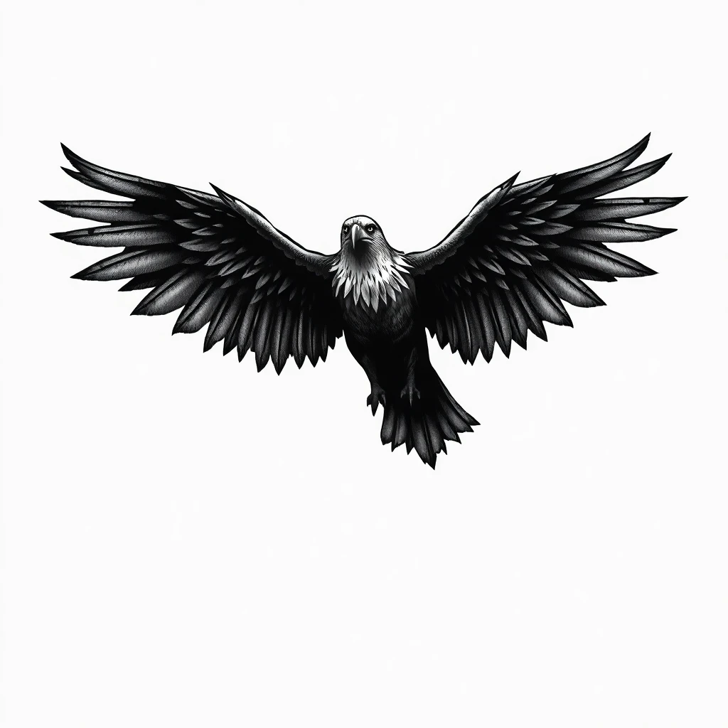 Tatouage aigle en style horror, design généré par IA