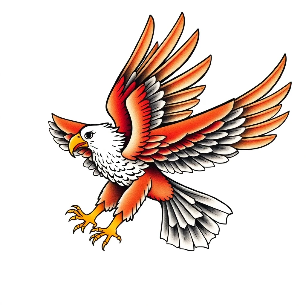 Idée de tatouage aigle en style japonais, adaptable au demi-manchette