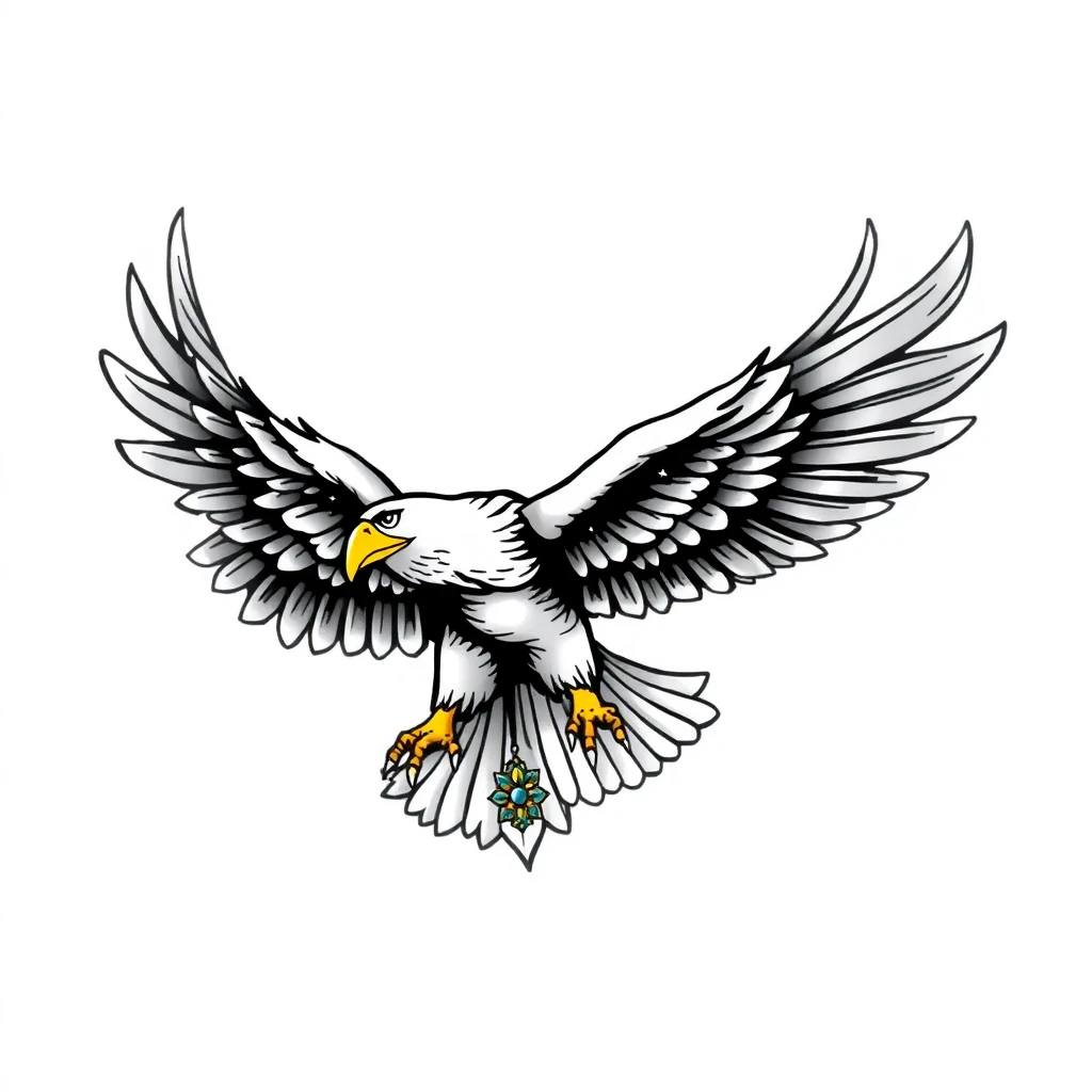 Tatouage aigle en style néo-traditionnel, design généré par IA