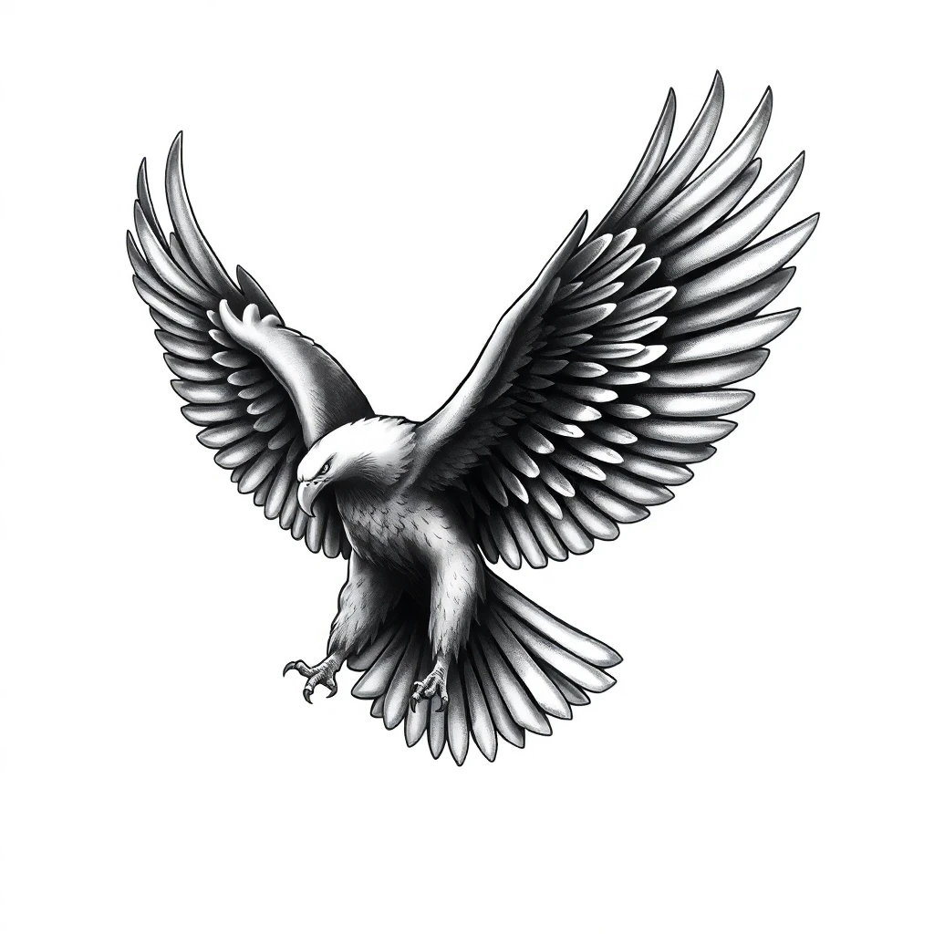 Tatouage aigle en style réaliste, design généré par IA