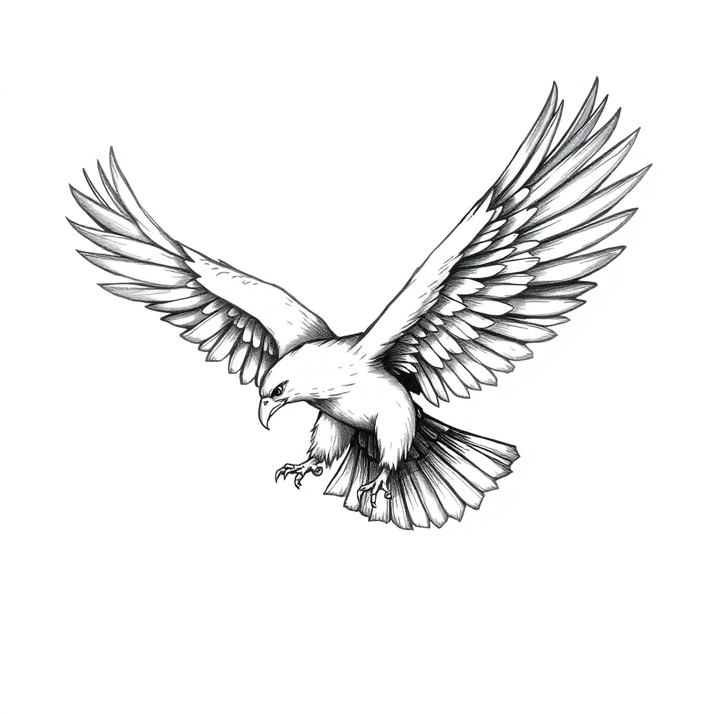Tatouage aigle en style sketch, design généré par IA